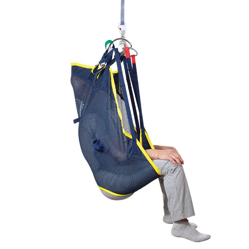 Handicare Universal Sling mesh blue side view with Head Support