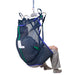 Handicare Universal Sling Quilted blue with green back view with Head Support