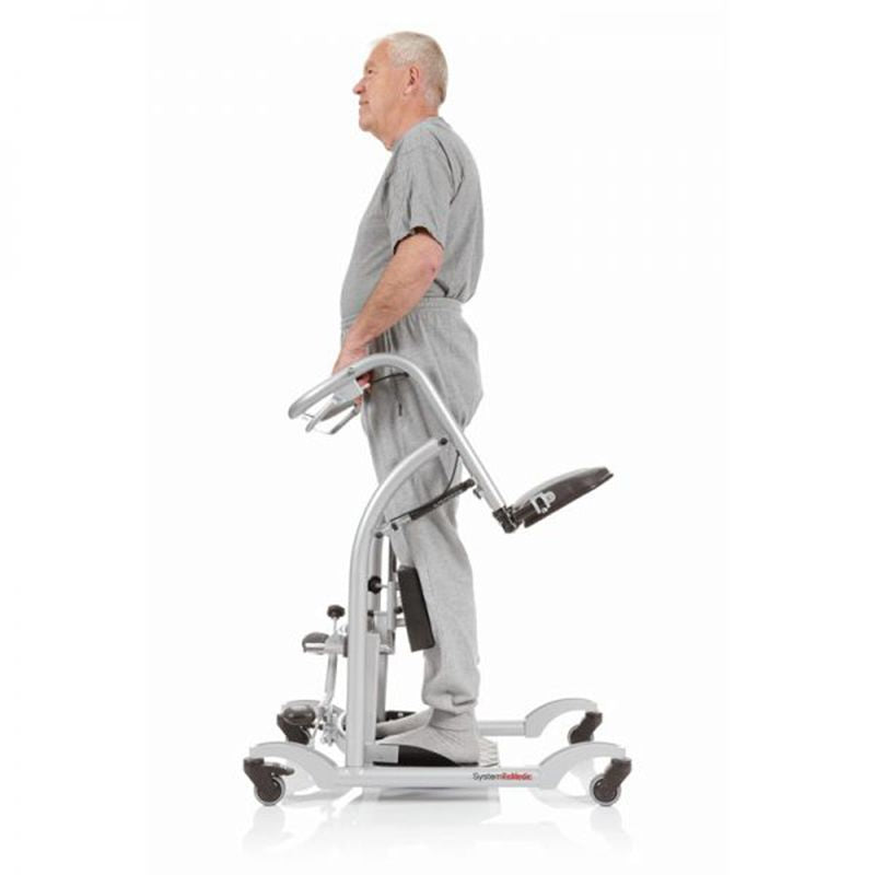 Handicare 400801334 QuickMove Sit-to-Stand Floor Lift side with actual weight